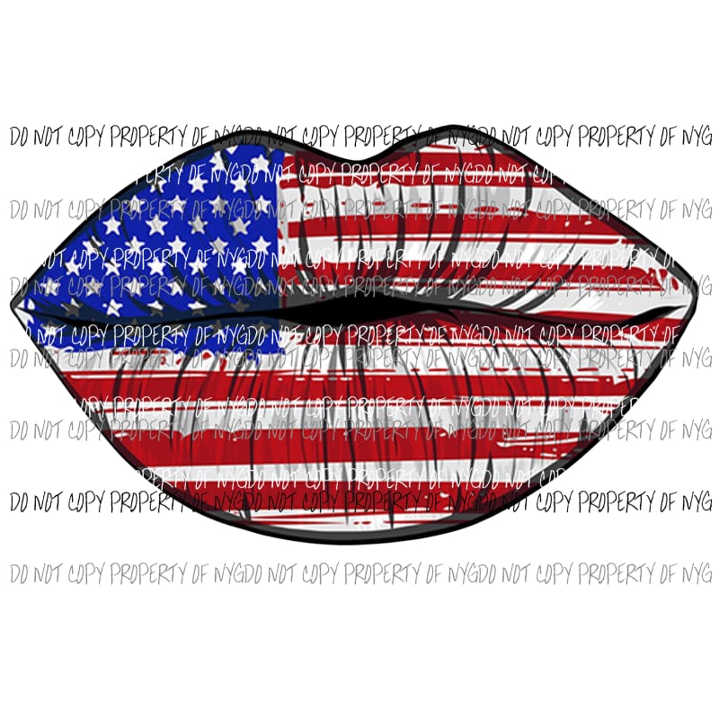 American Flag Lips #6 Sublimation transfers Heat Transfer