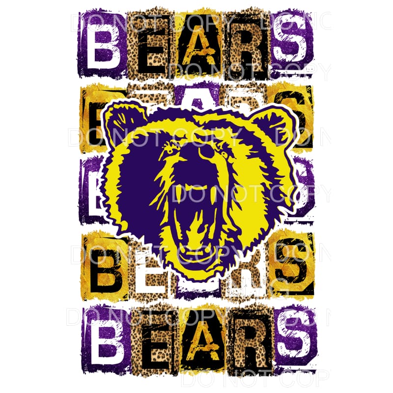 BEARS BLOCK PURPLE GOLD # 826 Sublimation transfers - Heat
