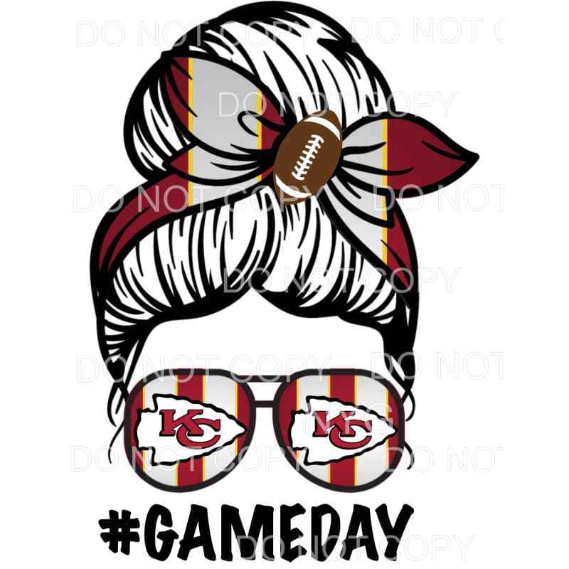 Chiefs KC Messy Bun Game Day Football Kansas City #266