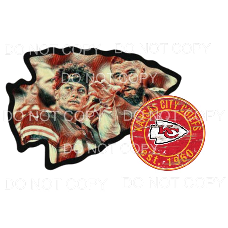 Mahomes Kelce # 2 Arrow head Chiefs KC Sublimation transfers