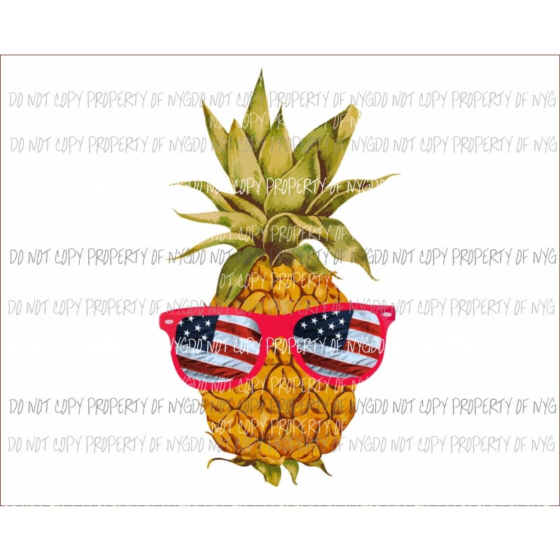 Pineapple wearing red flag sunglasses Sublimation transfers Heat Transfer