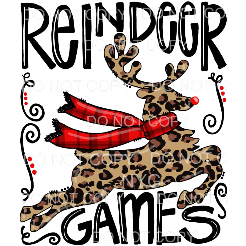 Reindeer Games Leopard Red Plaid Scarf #1376 Sublimation