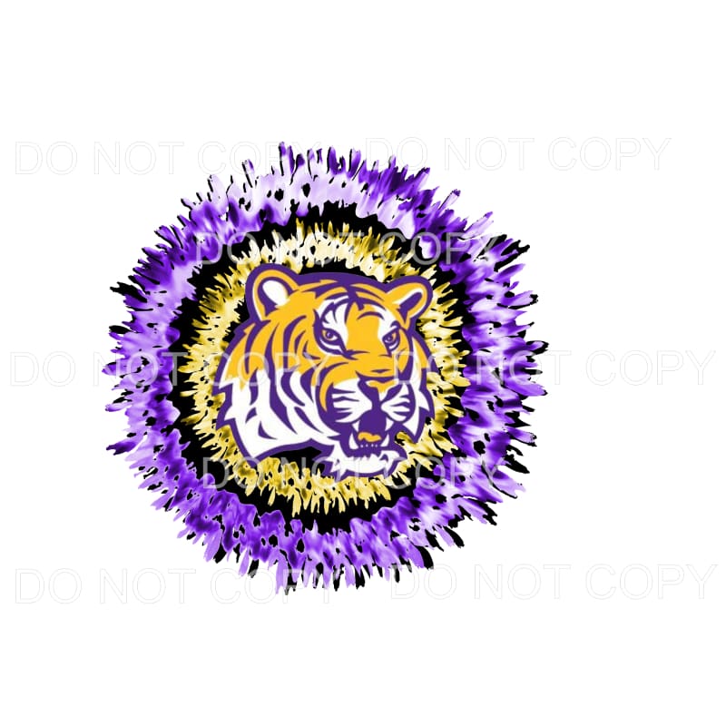 Tiger Purple Gold Tie Dye Burst #1588 Sublimation transfers