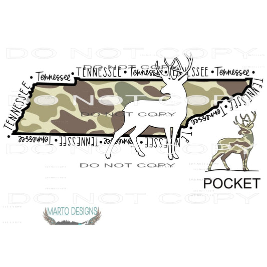 Deer Camo # 5557 includes pocket State All states in drop