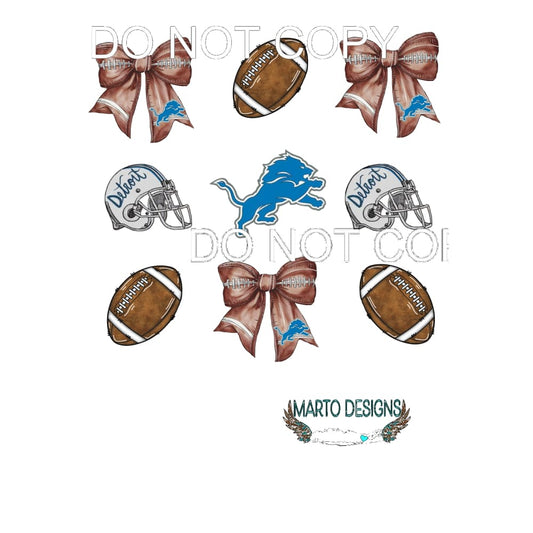 lions football bow # 3612 Sublimation transfers - Heat