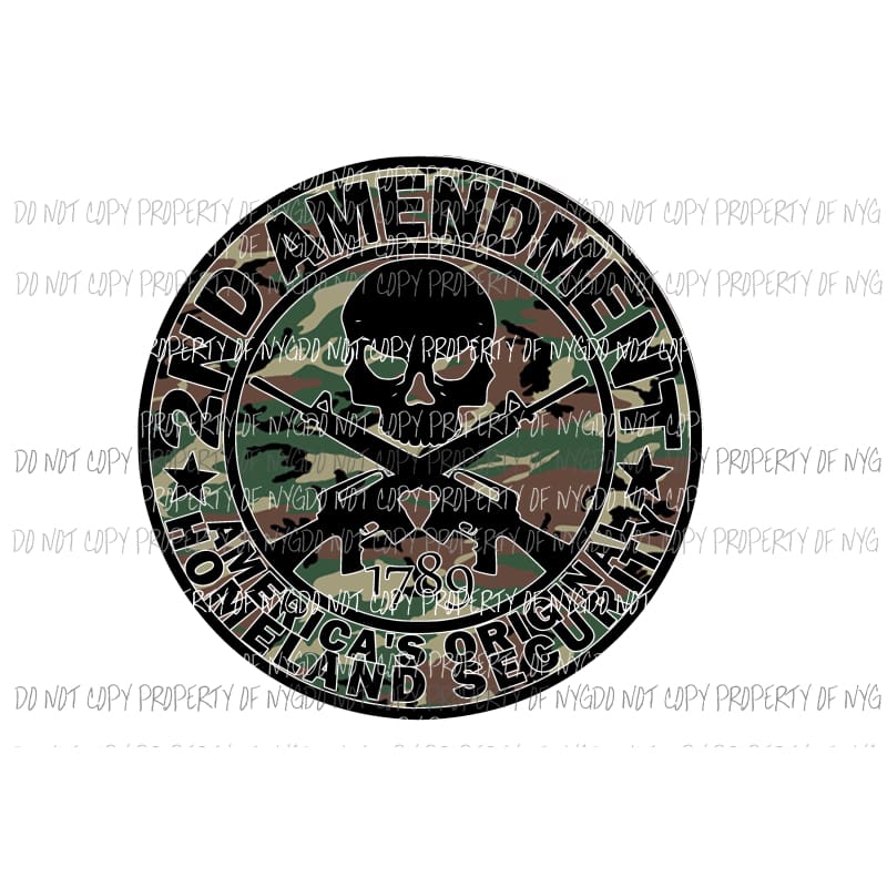 2nd Amendment #2 camo Sublimation transfers Heat Transfer