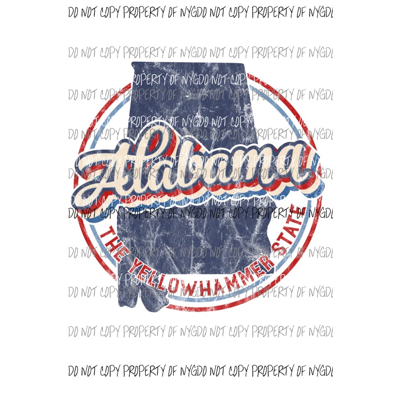 Alabama state Retro Circle Sublimation transfers Heat Transfer
