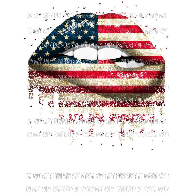 American Flag Lips Sublimation transfers Heat Transfer