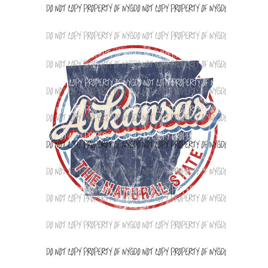 Arkansas state Retro Circle Sublimation transfers Heat Transfer