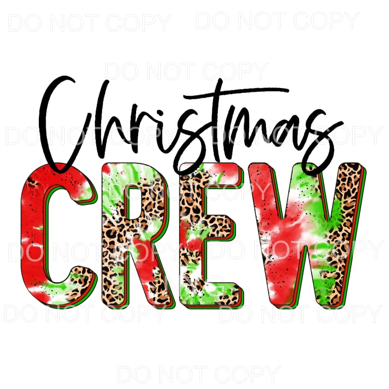 Christmas Crew Red Green Tie Dye Leopard #1112 Sublimation 