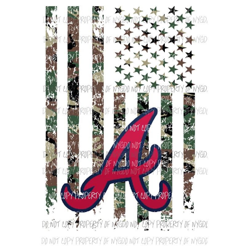 Flag Camo #3 red atlanta braves baseball Sublimation transfers Heat Transfer