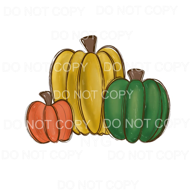 Harvest Pumpkins Trio Fall Colors Plain Sublimation 