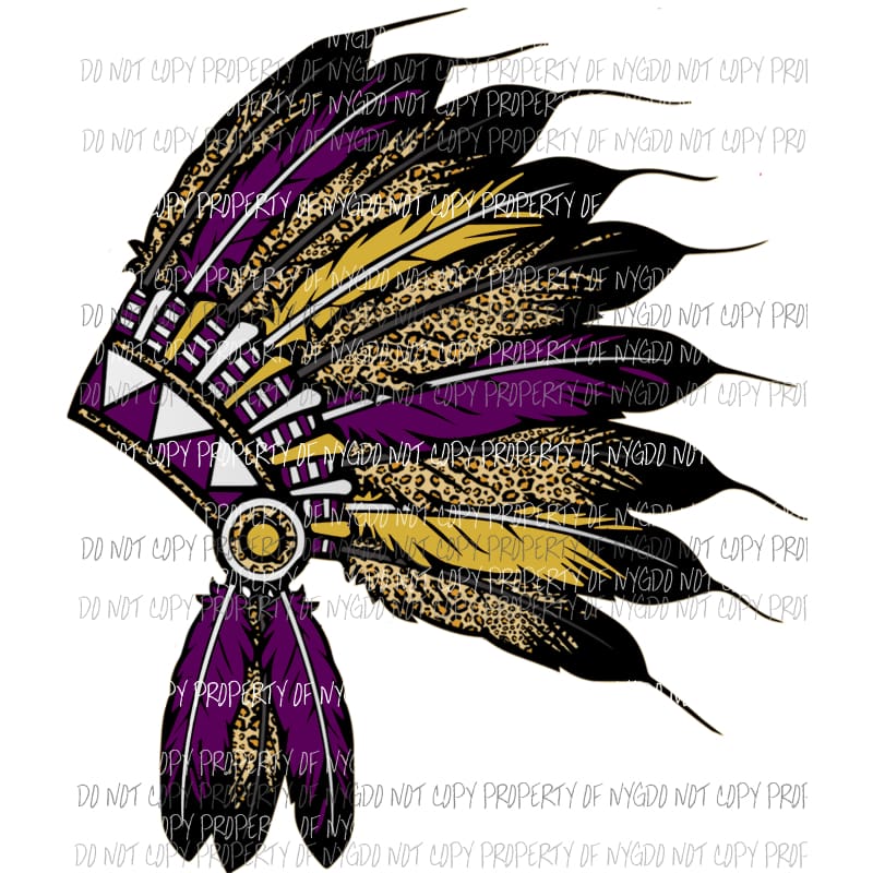 Head Dress Purple and Gold indian Sublimation transfers Heat Transfer