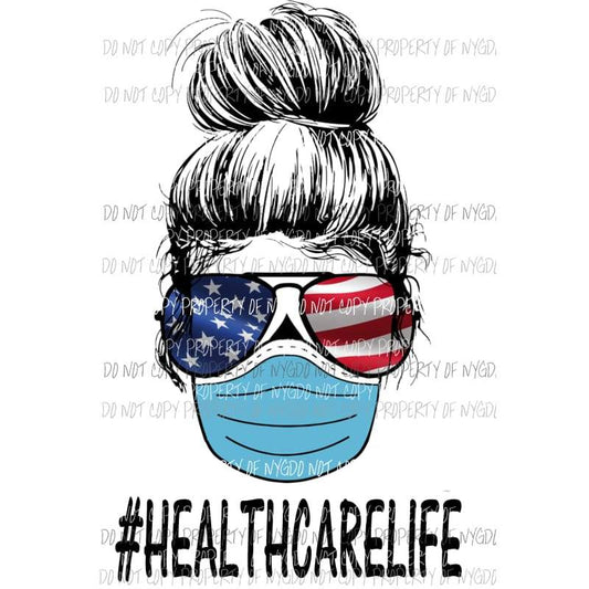 # HEALTH CARE worker Life Skull FLAG Sublimation transfers Heat Transfer