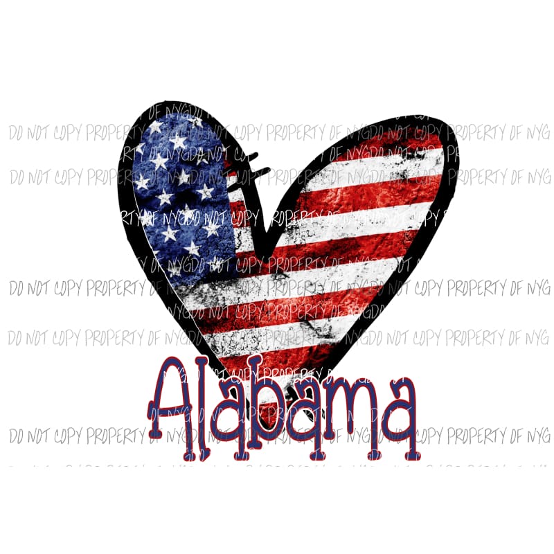 Heart Flag # 3 STATES All states in drop down menu sublimation transfer state Heat Transfer