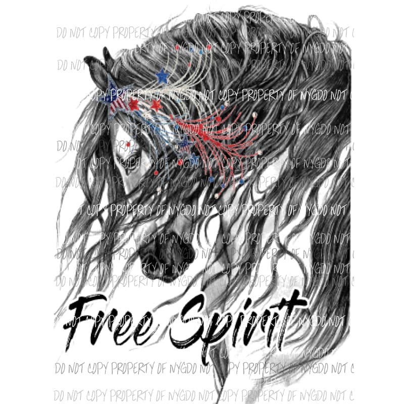Horse free spirit # 3 USA america Sublimation transfers Heat Transfer
