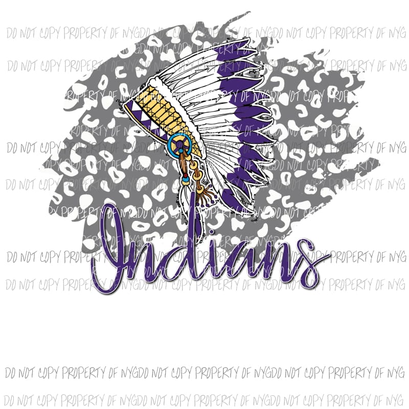 INDIANS Head Dress Purple and Gold Sublimation transfers Heat Transfer