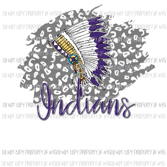 INDIANS Head Dress Purple and Gold Sublimation transfers Heat Transfer