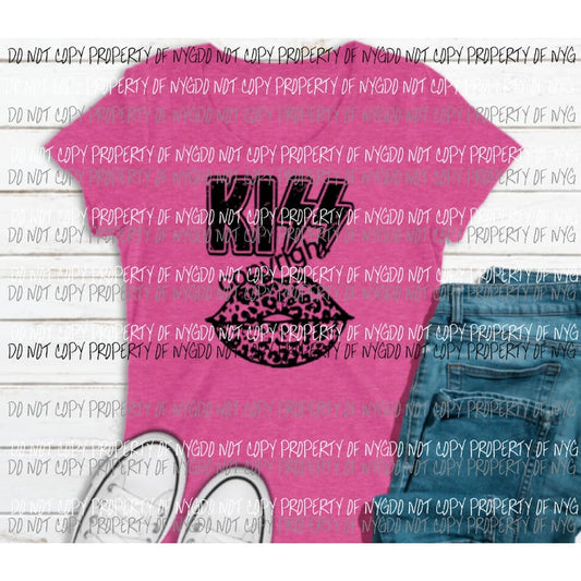 KISS LEOPARD LIPS BLACK SCREEN PRINT can go on any shirt adult 13x9 inches Heat Transfer