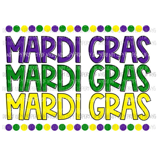 Mardi Gras stacked purple green yellow Sublimation transfers Heat Transfer
