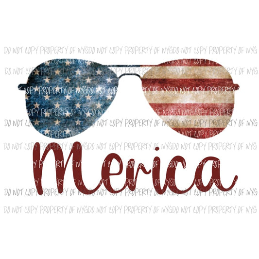 Merica Aviator Flag glasses Sublimation transfers Heat Transfer