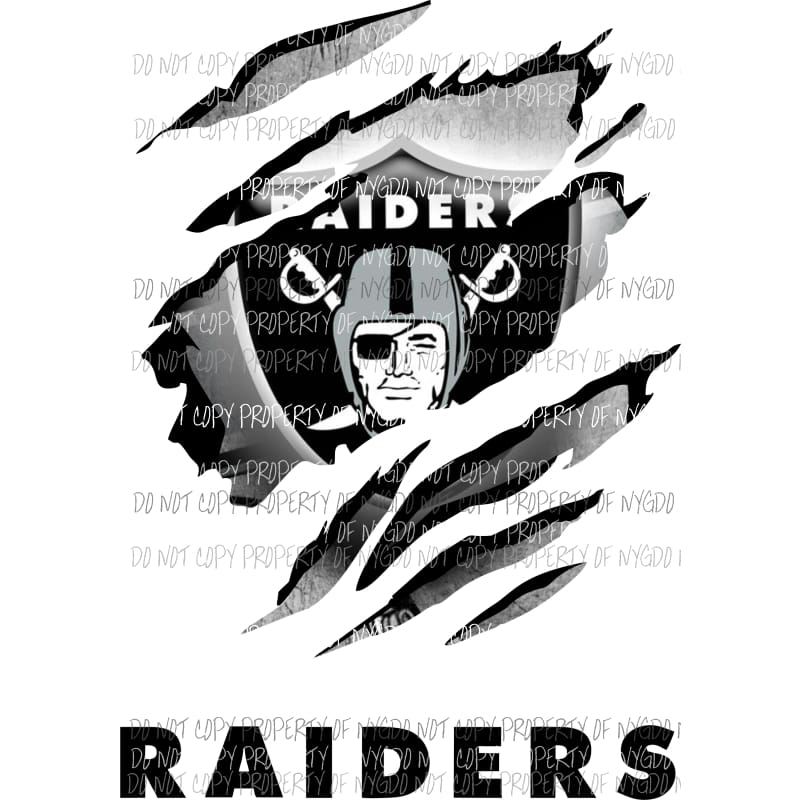 Oakland Raiders ripped design Sublimation transfers Heat Transfer