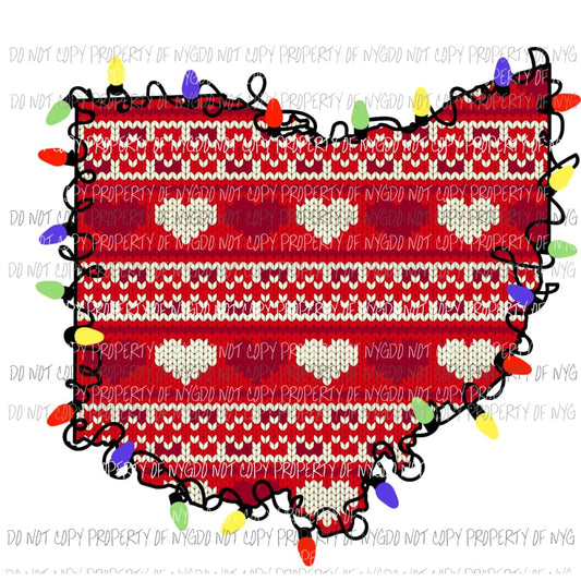 ohio heart lights Sublimation transfers Heat Transfer