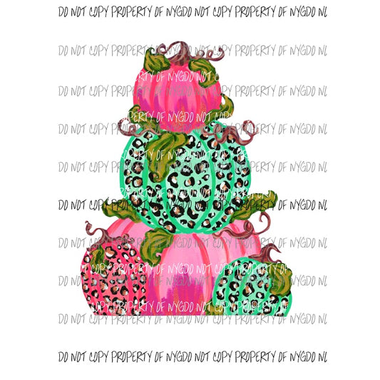 Pumpkin Trio Bright Colors #1 pink teal leopard Sublimation transfers Heat Transfer