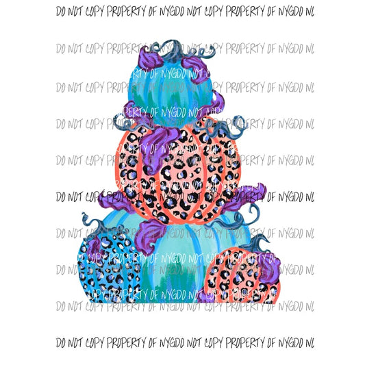 Pumpkin Trio Bright Colors #3 purple orange blue leopard Sublimation transfers Heat Transfer