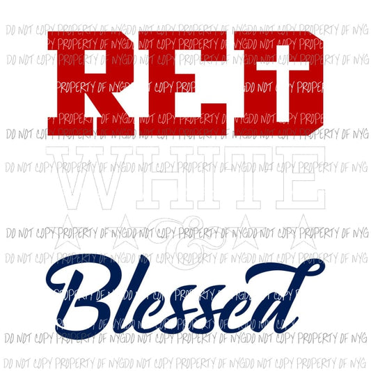 red white blessed sublimation transfer Heat Transfer