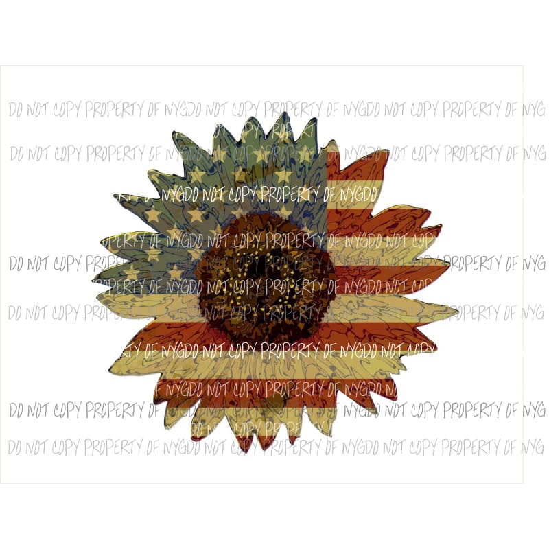Sunflower #1 rustic red white blue Sublimation transfers Heat Transfer
