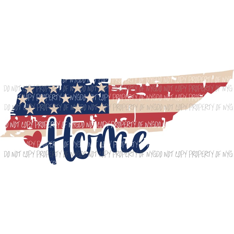 Tennessee Home state outline red white blue flag grunge Sublimation transfers Heat Transfer