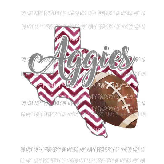 Texas A&M Auggies football chevron state Sublimation transfers Heat Transfer