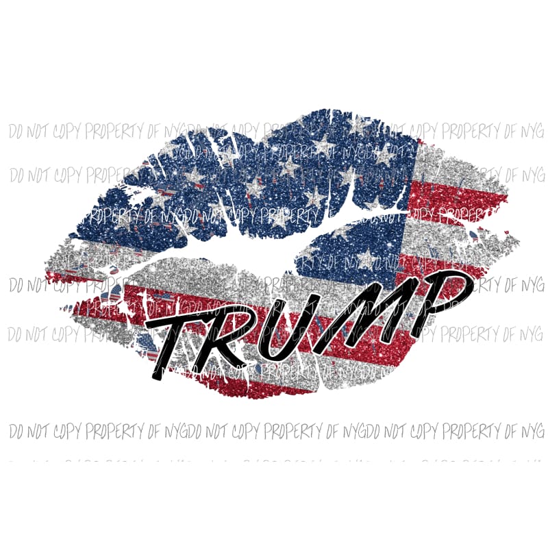 Trump lips red white blue Sublimation transfers Heat Transfer