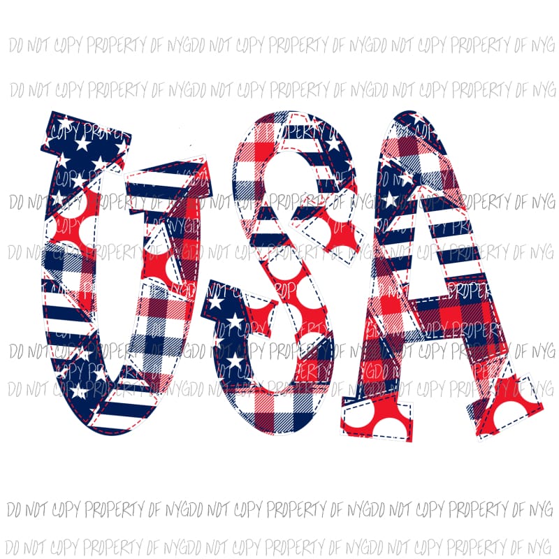 USA American Flag pattern red white blue Sublimation transfers Heat Transfer